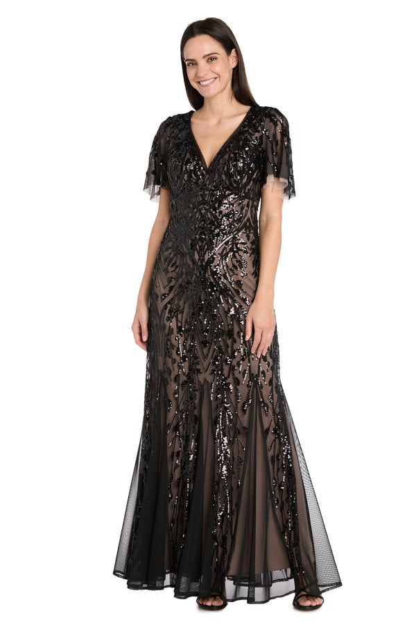 r&m richards Sequin Embroidered Empire Gown - Petite