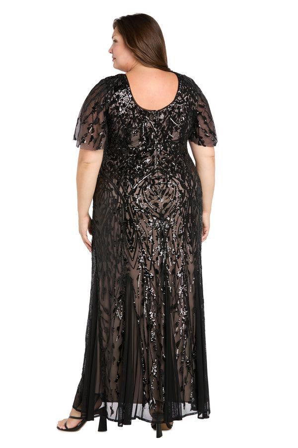 R&m Richards Sequin Embroidered Empire Gown-Plus