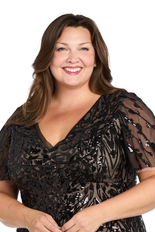 R&m Richards Sequin Embroidered Empire Gown-Plus