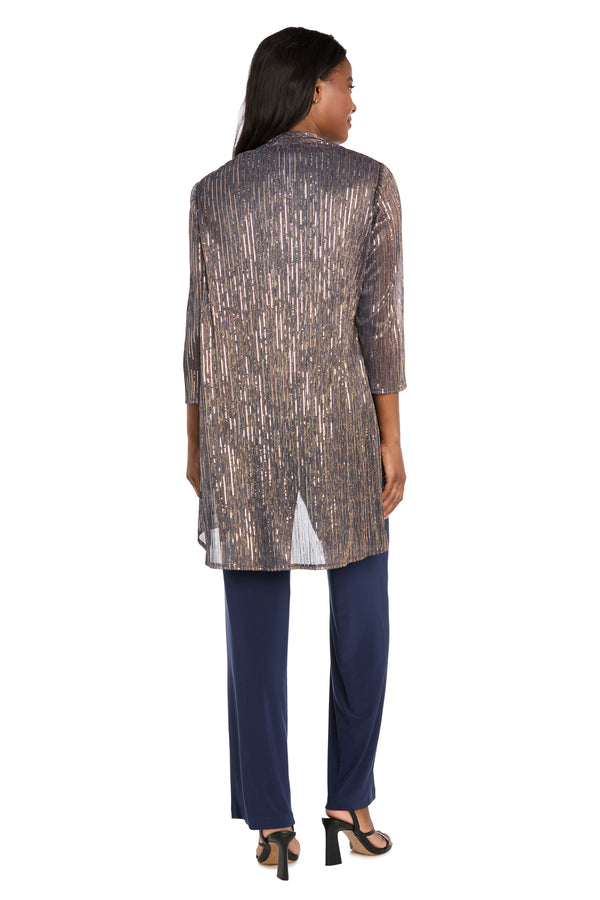 R&m Richards Sequined Duster Pant Set Navy Rose