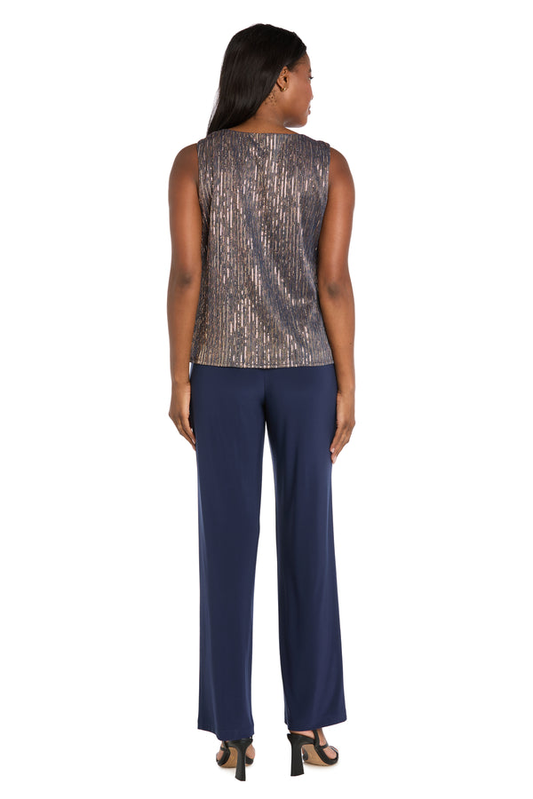 R&m Richards Sequined Duster Pant Set Navy Rose