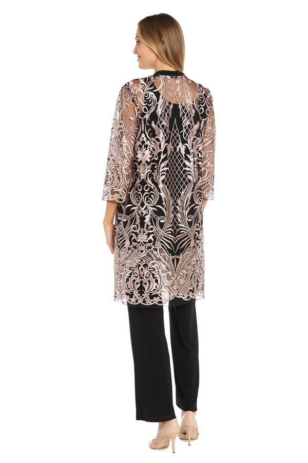 R&m Richards Sequined Embroidered Lace Pantsuit