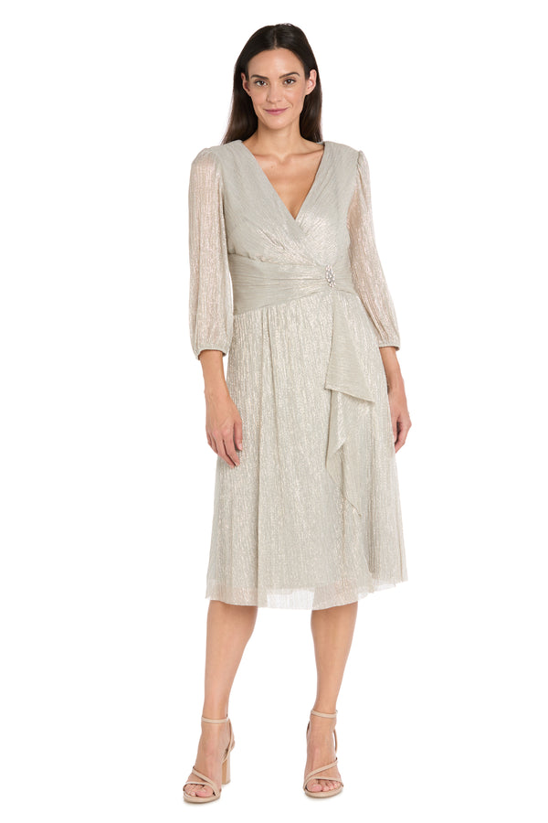 r&m richards Shimmer & Sheer Metallic Cocktail Dress