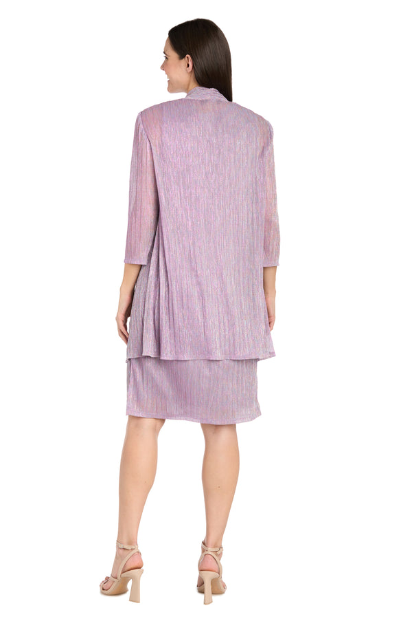 R&m Richards Solid Metallic Jacket Dress