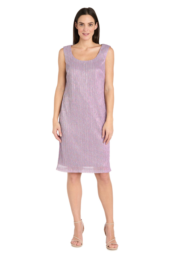 R&m Richards Solid Metallic Jacket Dress