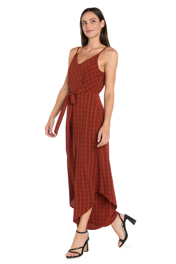 R&m Richards Spice Checkered Midi Jumpsuit