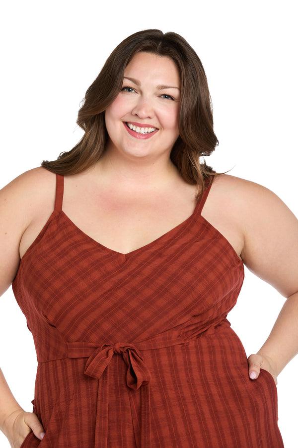 R&m Richards Spice Checkered Midi Jumpsuit - Plus