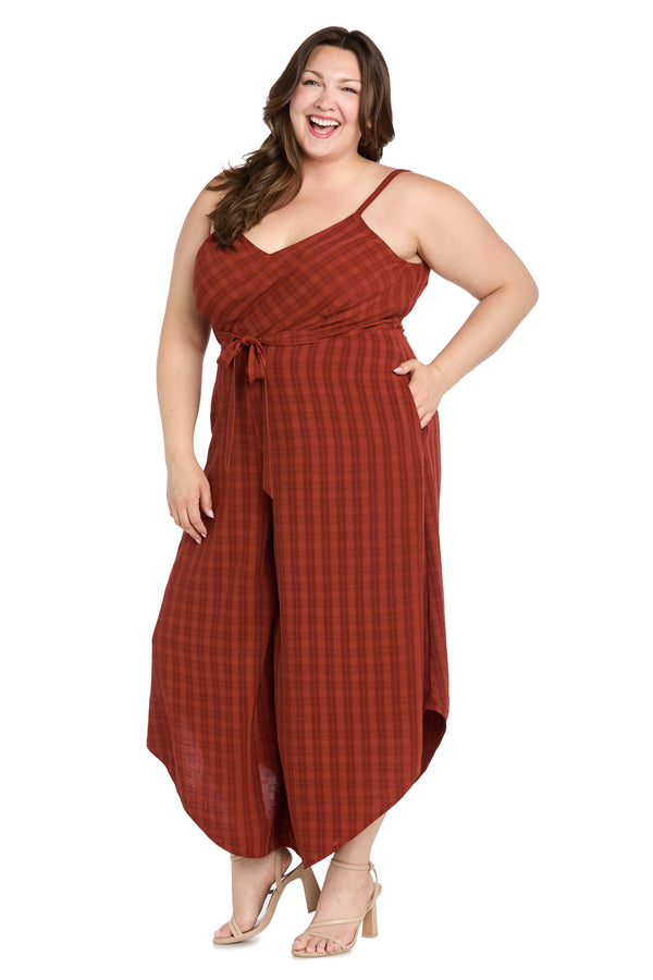 R&m Richards Spice Checkered Midi Jumpsuit - Plus