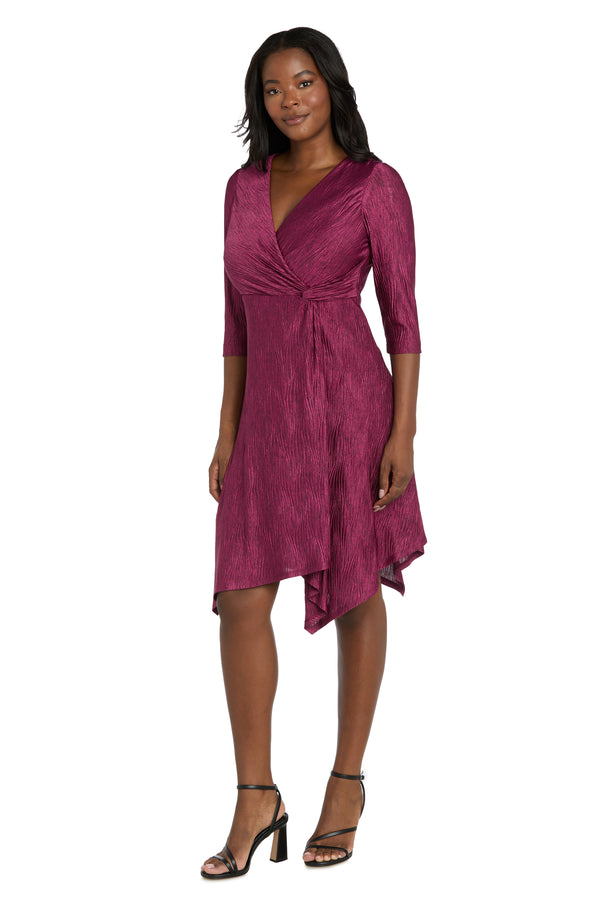 R&m Richards Textured Knit Faux Wrap Dress