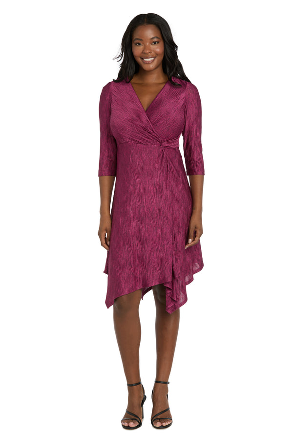 r&m richards Textured Knit Faux Wrap Dress - Petite