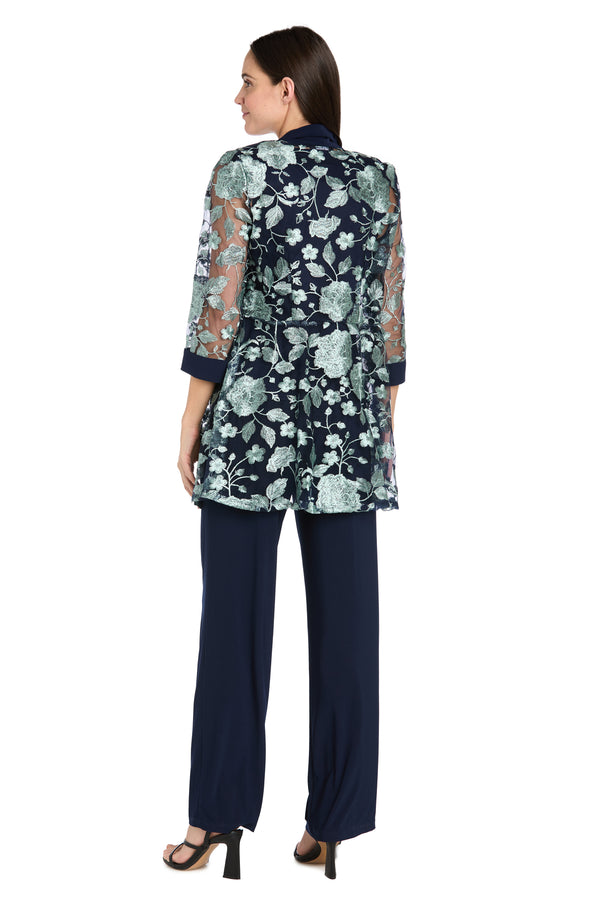 R&m Richards Threaded Floral Pantsuit