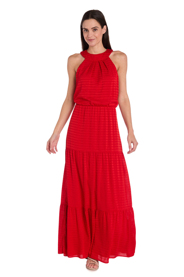 R&m Richards Tiered Halter Maxi Dress