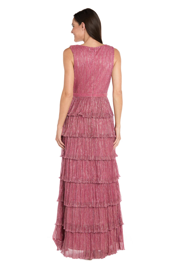 R&m Richards Tiered Maxi Dress In Berry Metallic