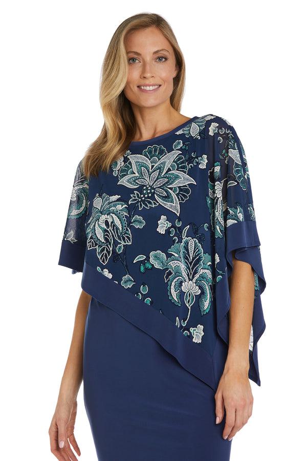 R&m Richards Two Piece Sequin Swirl Poncho - Petite