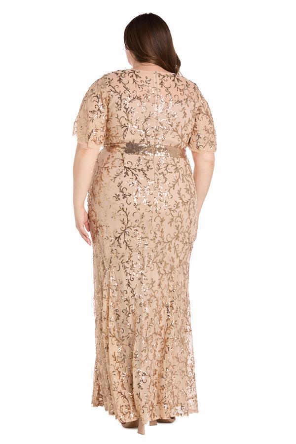 R&m Richards Radiant Glamour Gold Sequin Dress - Plus