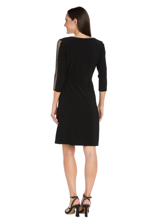 R&m Richards Rhinestone Mesh Sleeve Wrap Dress - Petite