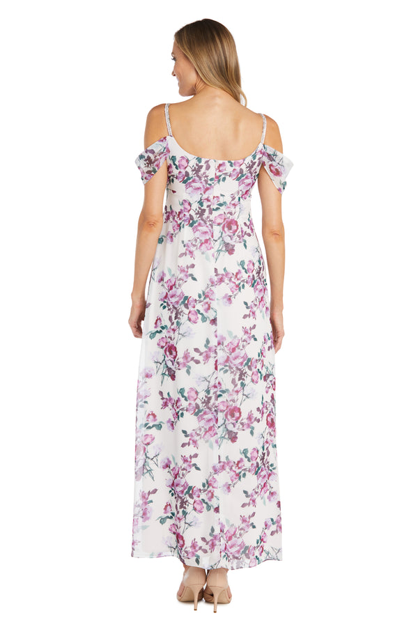 R&m Richards Rhinestone Off The Shoulder Floral Dress