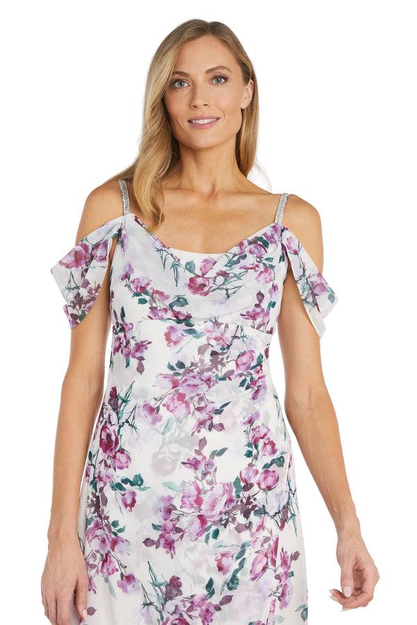 R&m Richards Rhinestone Off The Shoulder Floral Dress