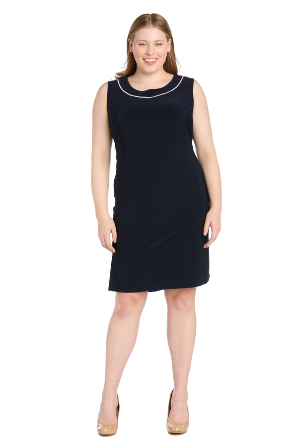 R&m Richards Rhinestone Trim Jacket Dress With Illusion Sleeves - Plus