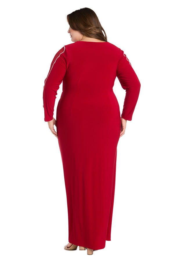 R&m Richards Rhinestone-Trimmed Illusion Shoulder Gown With Side Waist Detail - Plus