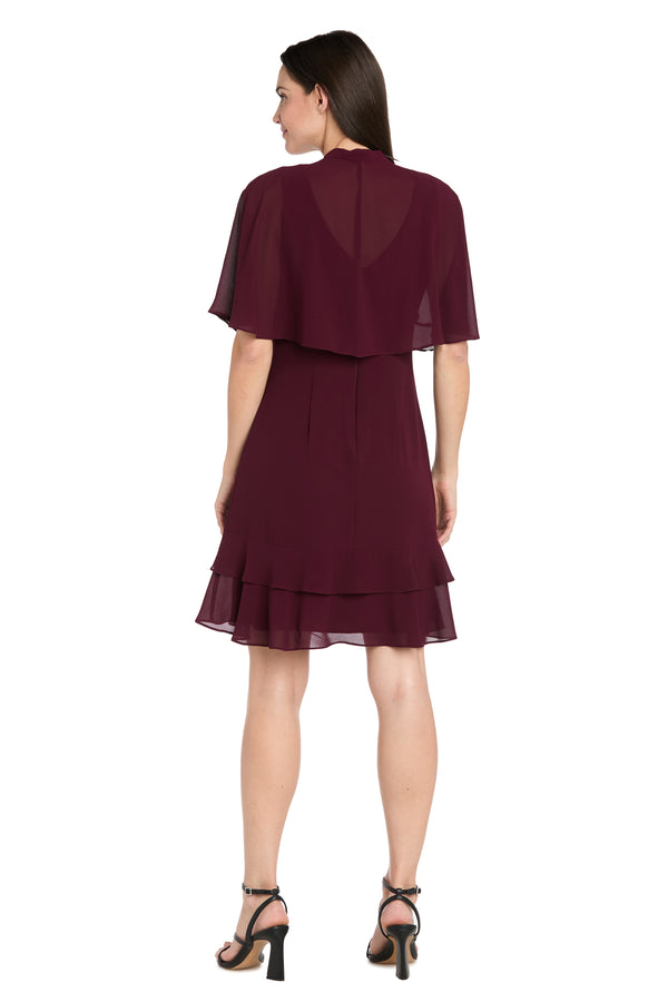 R&m Richards Ruffled Chiffon Short Dress With Removable Jacket