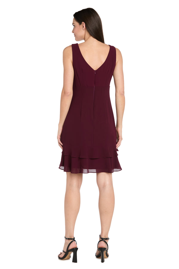 R&m Richards Ruffled Chiffon Short Dress With Removable Jacket