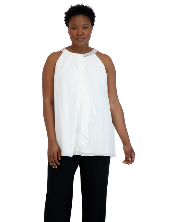 R&m Richards Scarf Halter Tunic With Neck Detail - Plus