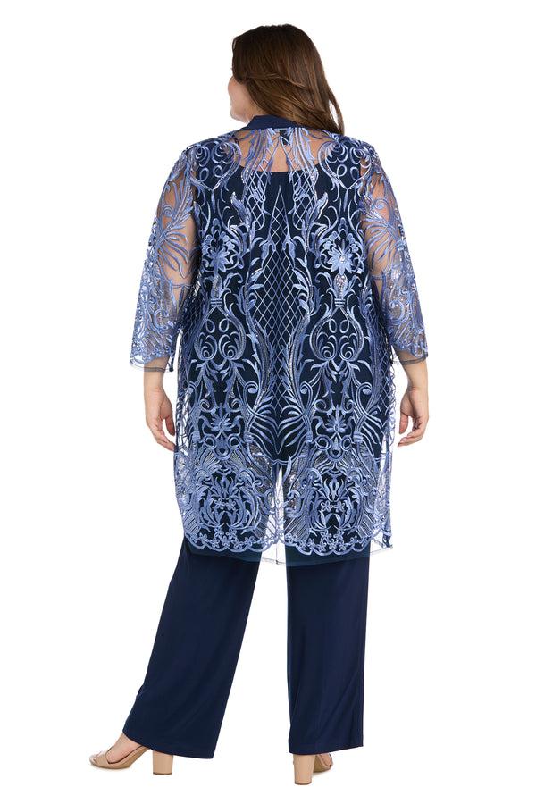 R&m Richards Sequined Embroidered Lace Pantsuit - Plus
