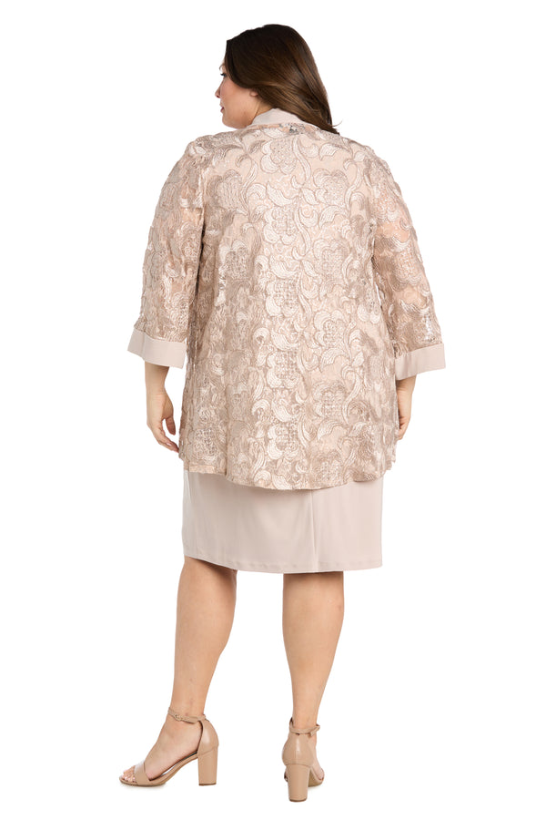 R&m Richards Sequined Jacket Dress With Solid Tank Dress - Plus