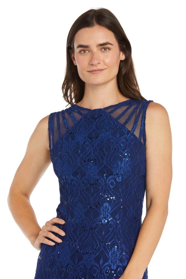 R&m Richards Sequined Lace Gown With Sheer Inserts - Petite