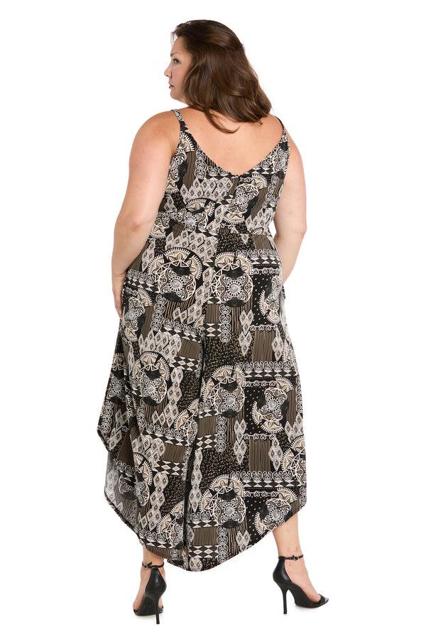 R&m Richards Shadow Mirage Asymmetrical Jumpsuit - Plus