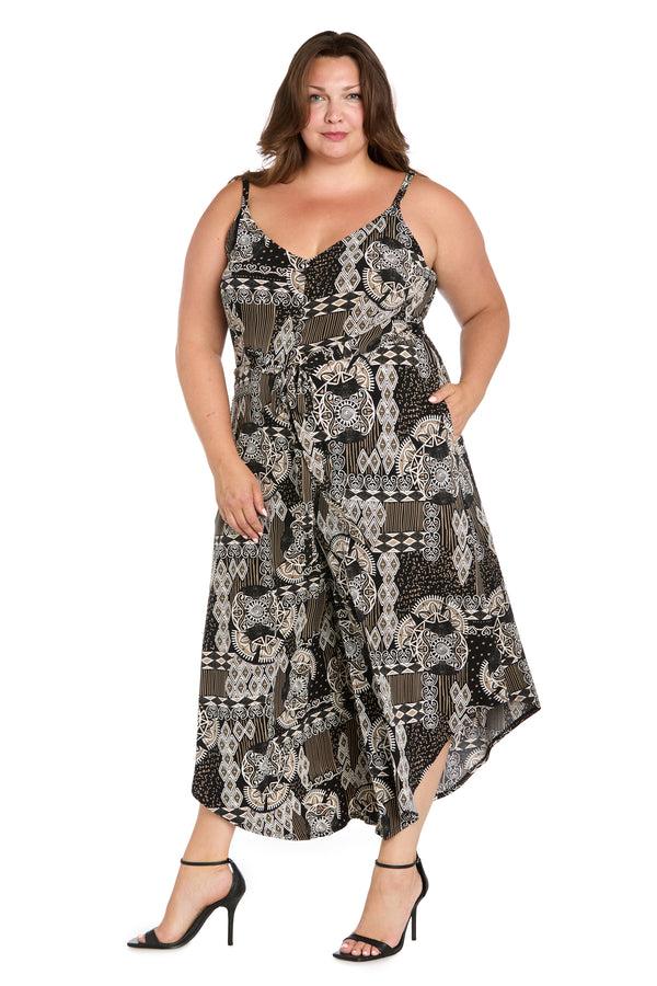 R&m Richards Shadow Mirage Asymmetrical Jumpsuit - Plus