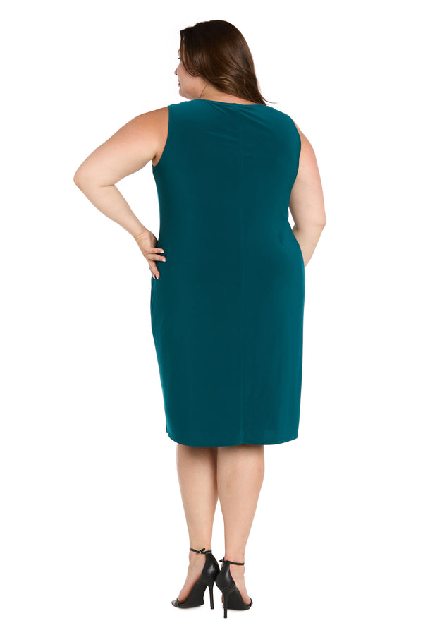 R&m Richards Shift Dress With Embellished Neckline And Sheer Jacket - Plus