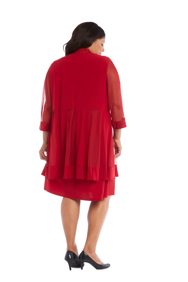 R&m Richards Shift Dress With Matching Jacket And Metallic Detailing - Plus