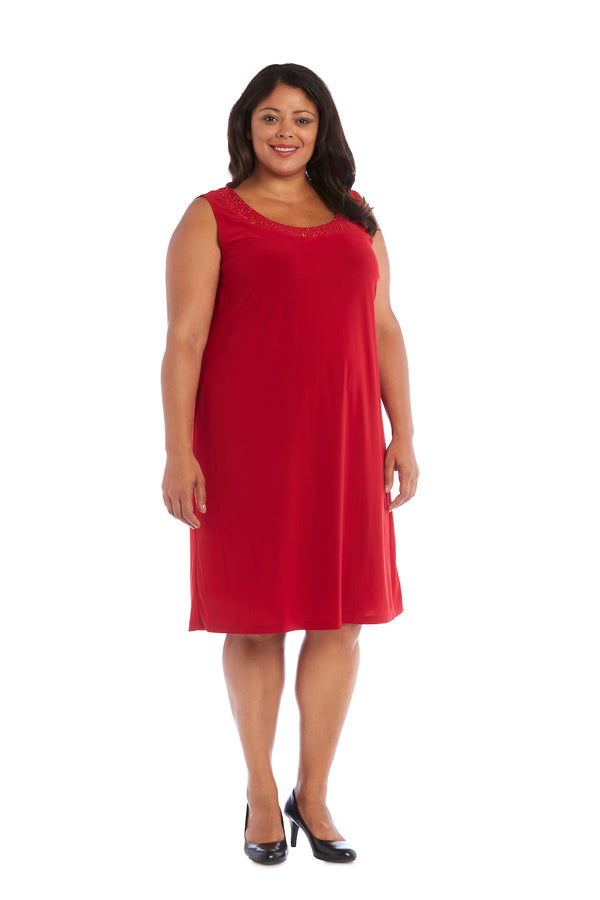 R&m Richards Shift Dress With Matching Jacket And Metallic Detailing - Plus