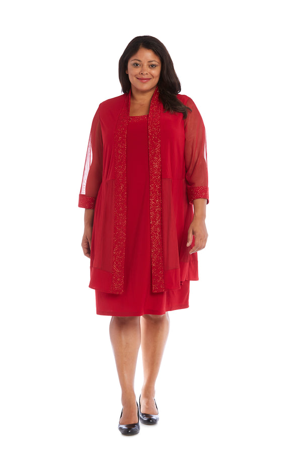 r&m richards Shift Dress with Matching Jacket and Metallic Detailing - Plus