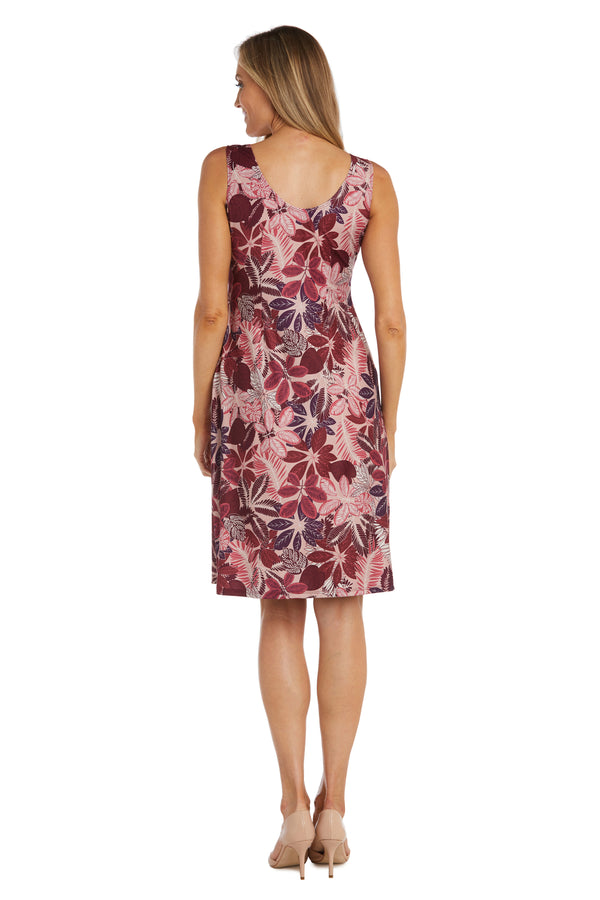 R&m Richards Short Daytime Floral Dress With Chiffon Blouse Overlay
