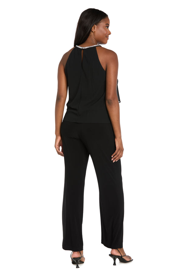 R&m Richards Sleeveless Halter Top With Glitter Trim & Vertical Ruffle Detailing