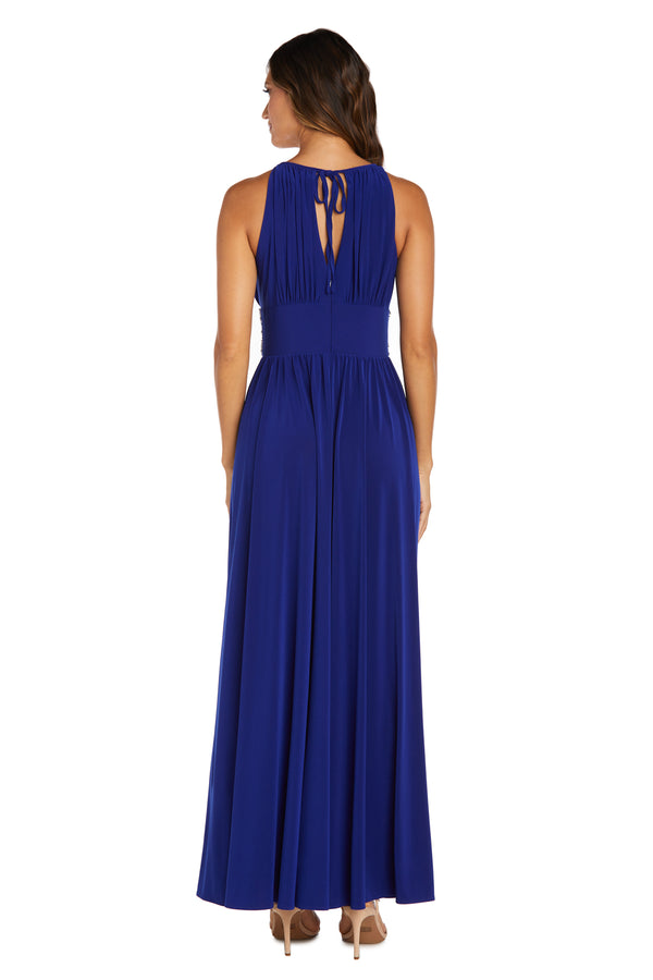R&m Richards Sleeveless Long Gown With Beaded Waist - Petite