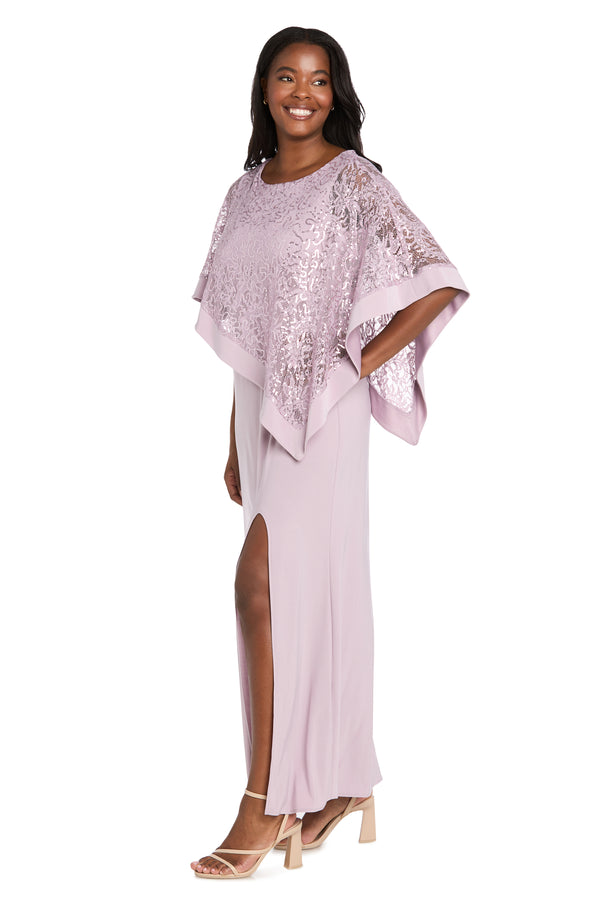 R&m Richards Sleeveless Maxi Dress Covered With A Sheer Lace Sequined Poncho