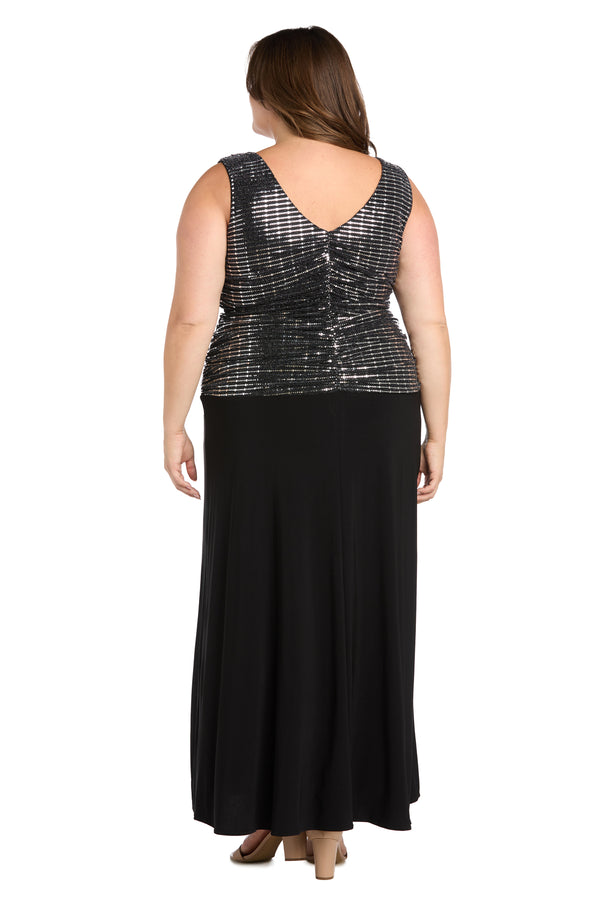 R&m Richards Sleeveless Maxi Gown With Sequined Top - Plus