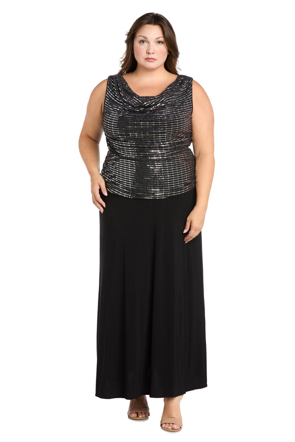 r&m richards Sleeveless Maxi Gown with Sequined Top - Plus