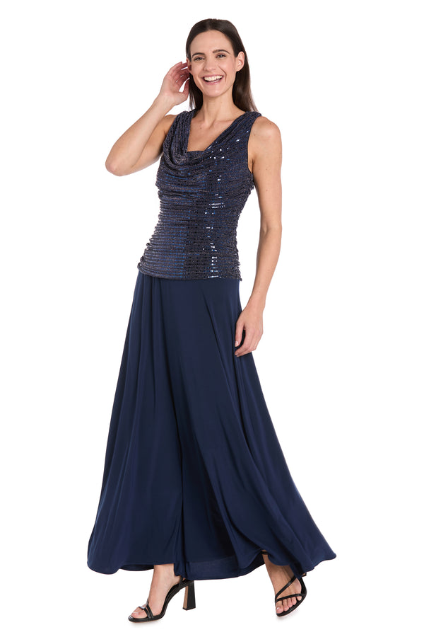 r&m richards Sleeveless Maxi Gown with Sequined Top