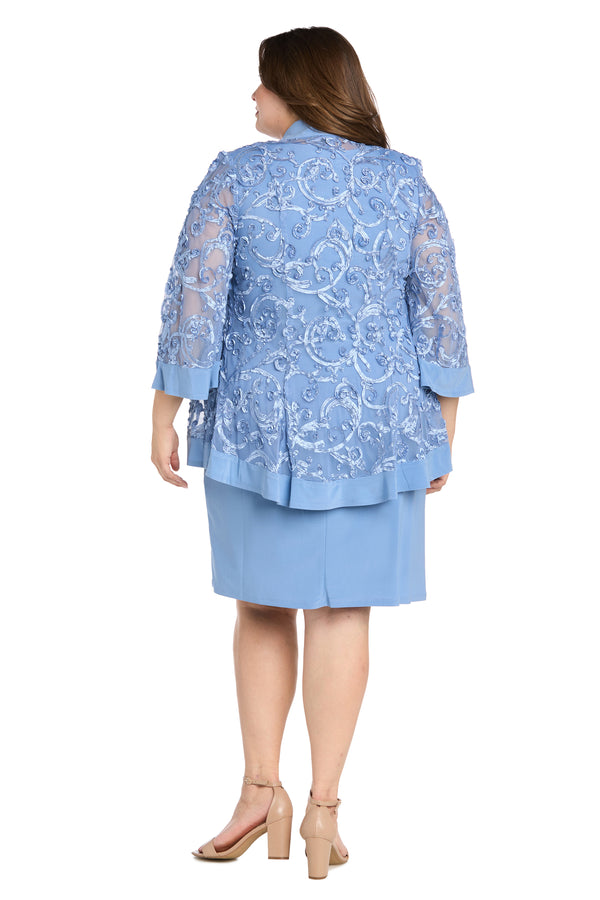 R&m Richards Soutache Dress And Jacket Set With Built In Necklace - Plus