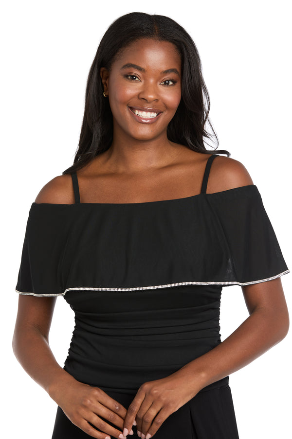 R&m Richards Starlight Off-Shoulder Jumpsuit In Black