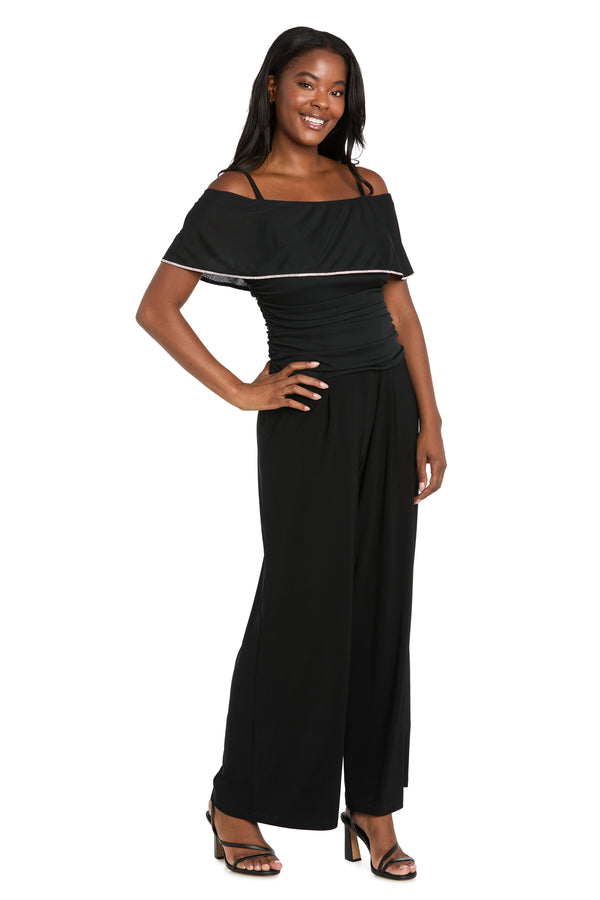 R&m Richards Starlight Off-Shoulder Jumpsuit In Black