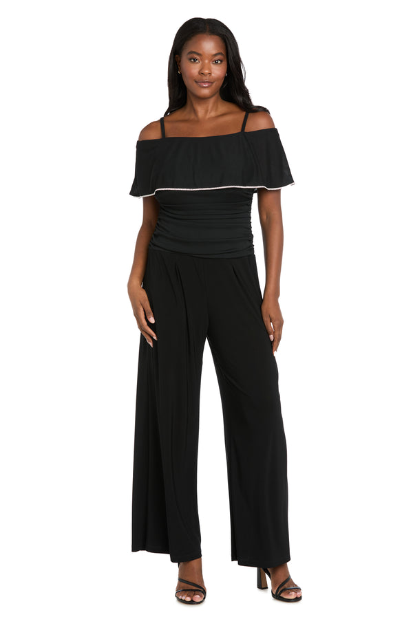r&m richards Starlight Off-Shoulder Jumpsuit in Black