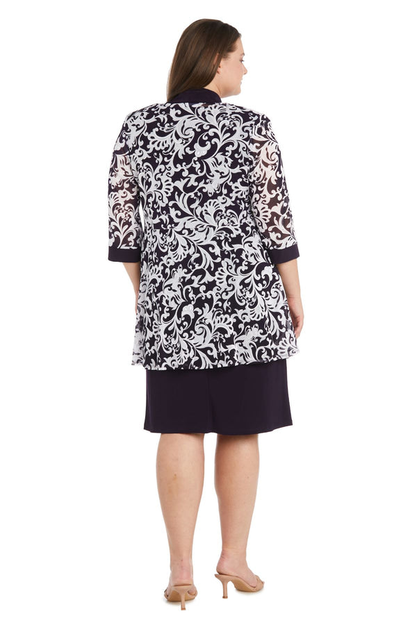 R&m Richards Swirled Daytime Printed Jacket Dress With Detachable Necklace - Plus