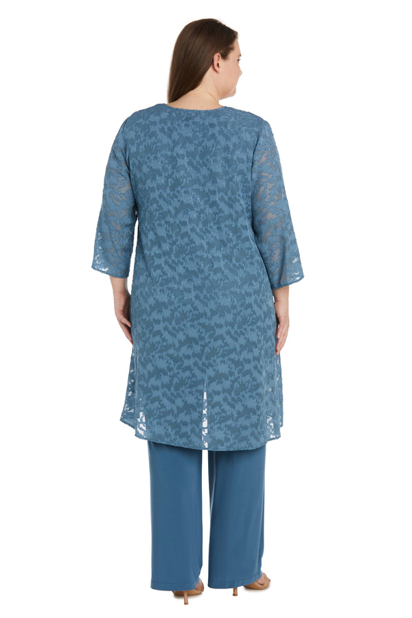 R&m Richards Three Piece Jacquard Burnout Pantsuit - Plus