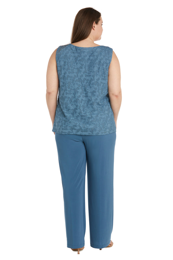 R&m Richards Three Piece Jacquard Burnout Pantsuit - Plus